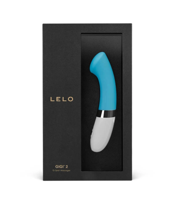 LELO Gigi 2 Turquoise Blue rechargeable G-spot vibrator packaging