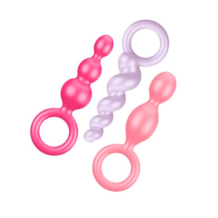 Satisfyer Plugs - Coloured (Pink, Purple & Red) (Booty Call - Coloured Set Of 3) - My Store