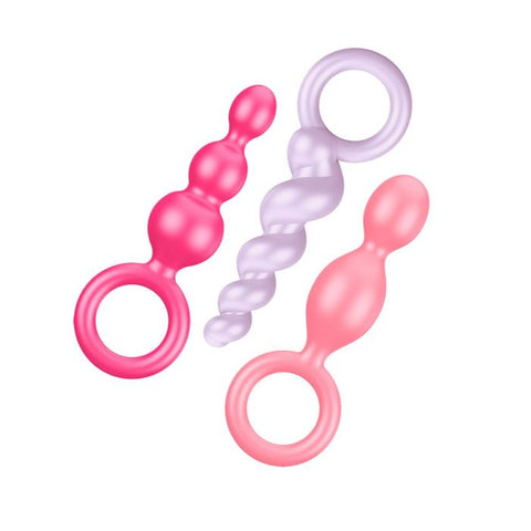Satisfyer Plugs - Coloured (Pink, Purple & Red) (Booty Call - Coloured Set Of 3) - My Store