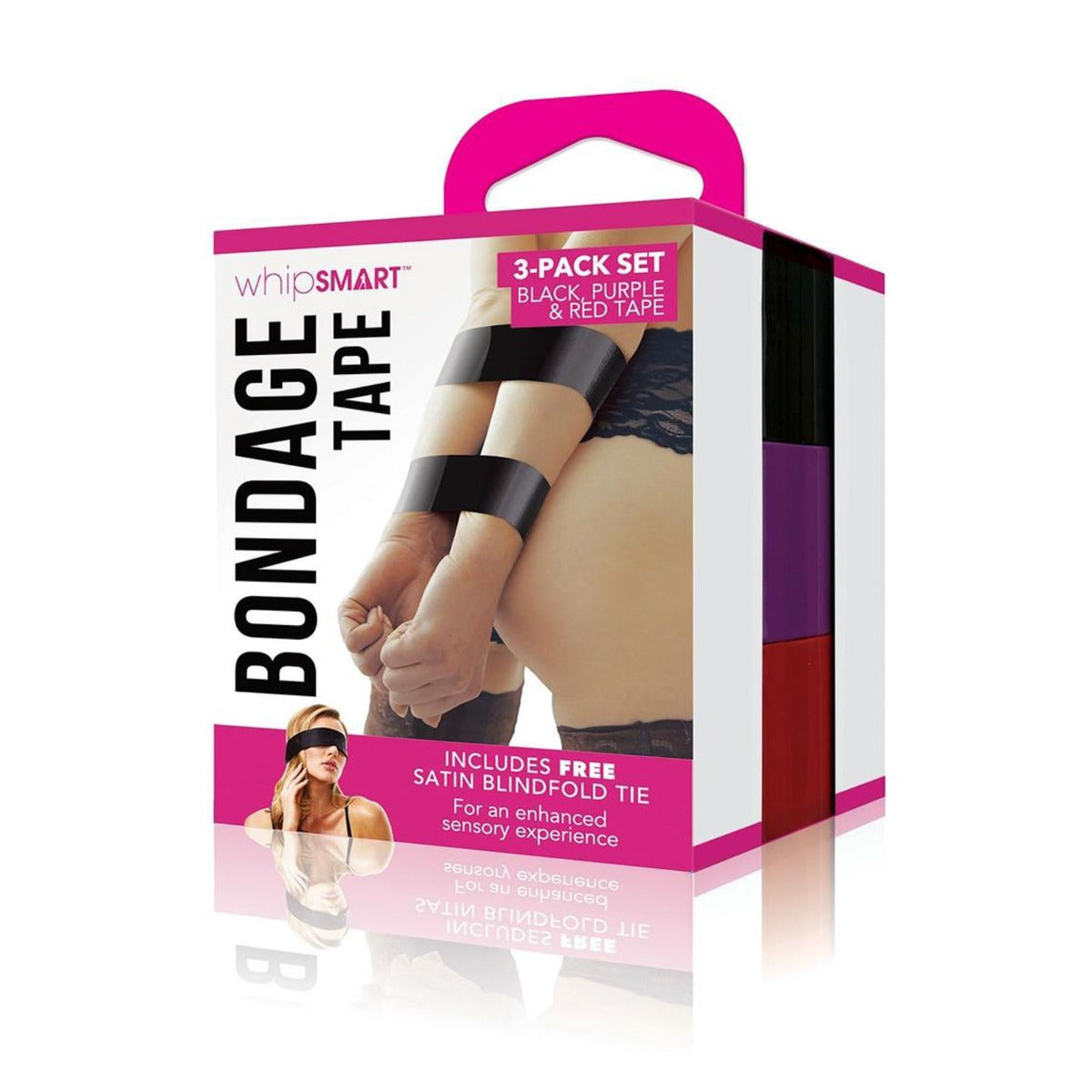 Whipsmart 150FT Bondage Tape With Silky Blindfold - Black/Red/Purple - My Store