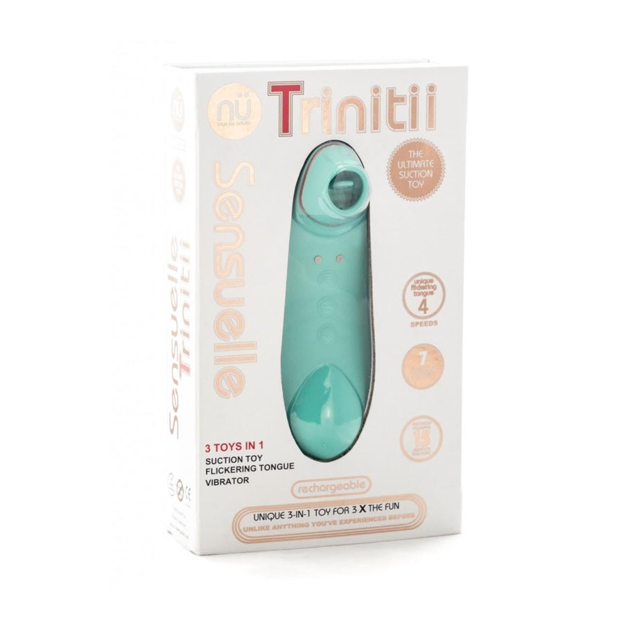 Nu Sensuelle Trinitii 3 in 1 Suction Tonuge Vibe - Blue - My Store