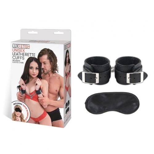 Lux Fetish Unsex Leatherette Cuffs - Black - My Store