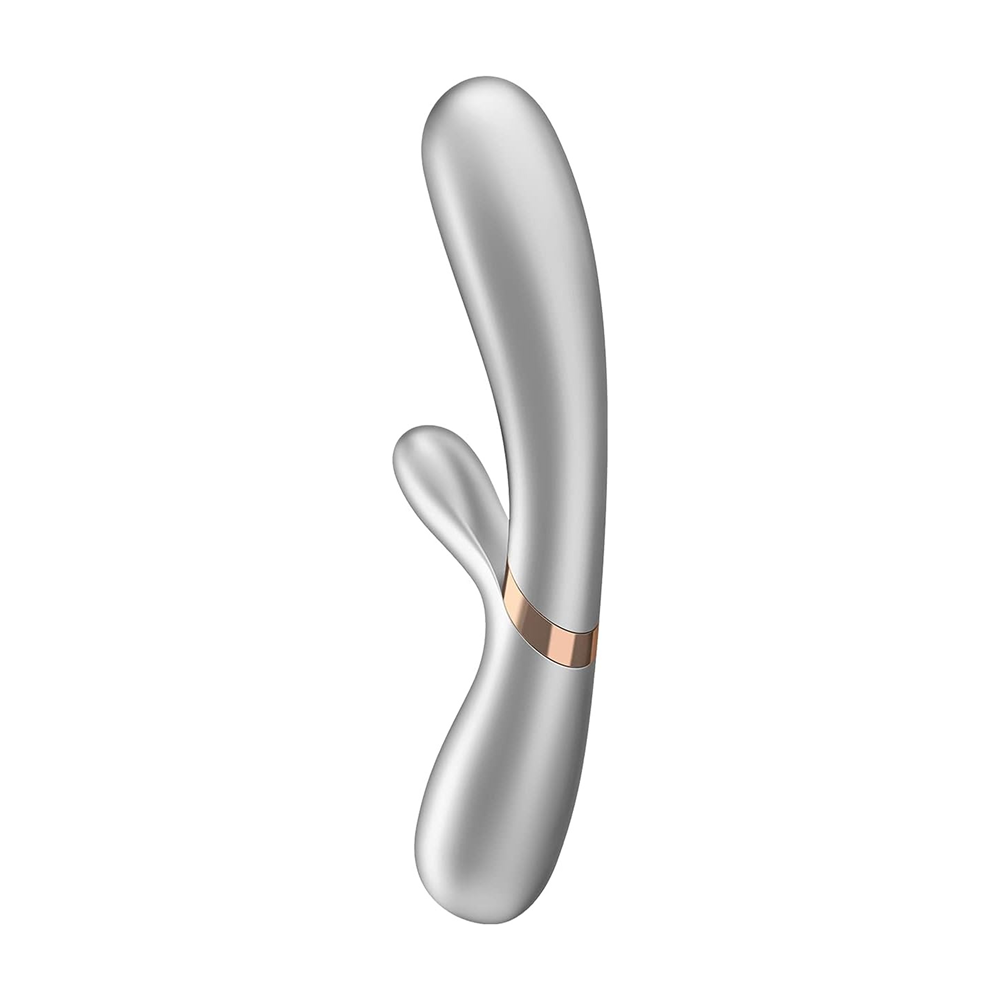 Satisfyer vibrator showing ergonomic design and warming function