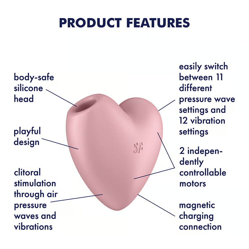 Satisfyer air pulse stimulator ergonomic shape with product features 