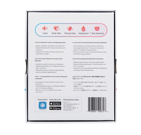 Back view of a product packaging of LOVENSE Lush 3