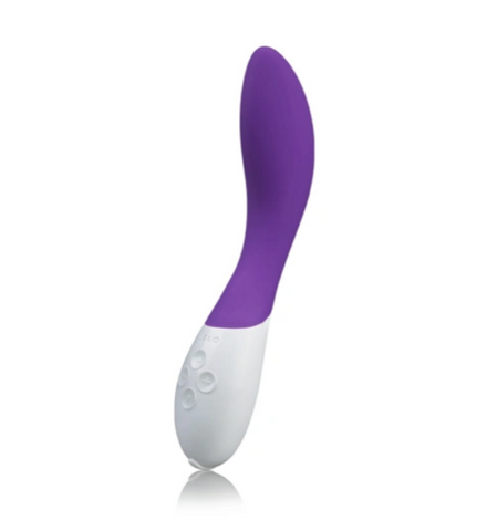 Side angle of LELO Mona 2 luxury G-spot vibrator in purple