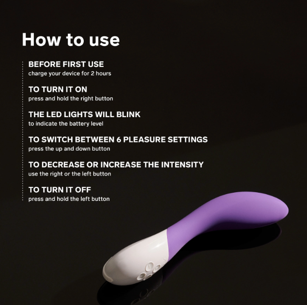 LELO Mona 2 vibrator with how to use feature