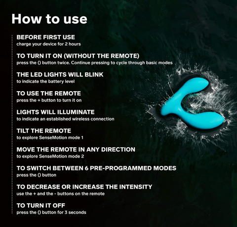 LELO Hugo prostate vibrator – ergonomic design and smooth silicone with how to use feature 
