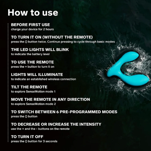 LELO Hugo remote-controlled prostate massager with how to use feature