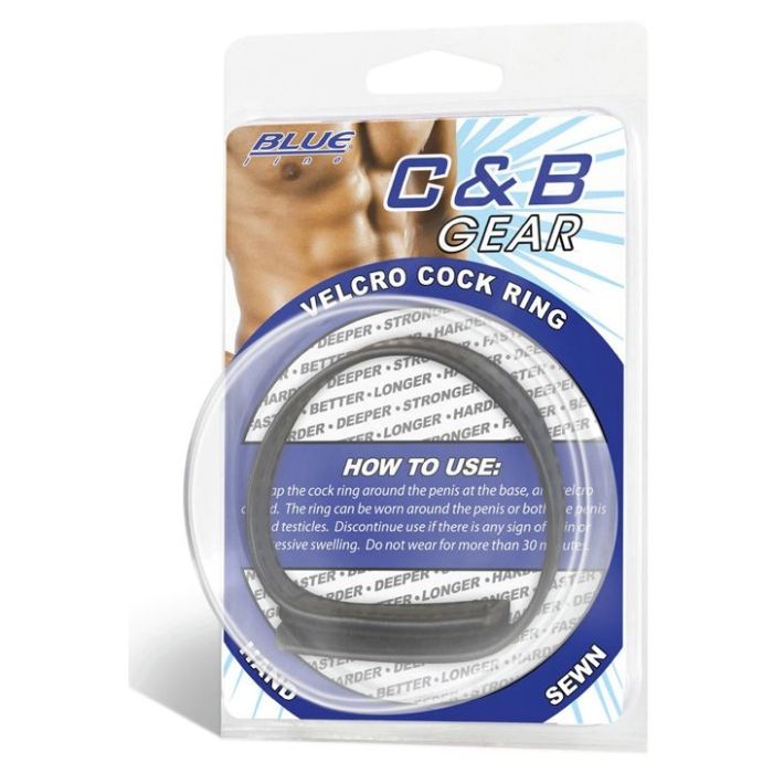 Blue Line Velcro Cock Ring - Black - My Store