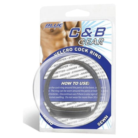 Blue Line Velcro Cock Ring - Black - My Store
