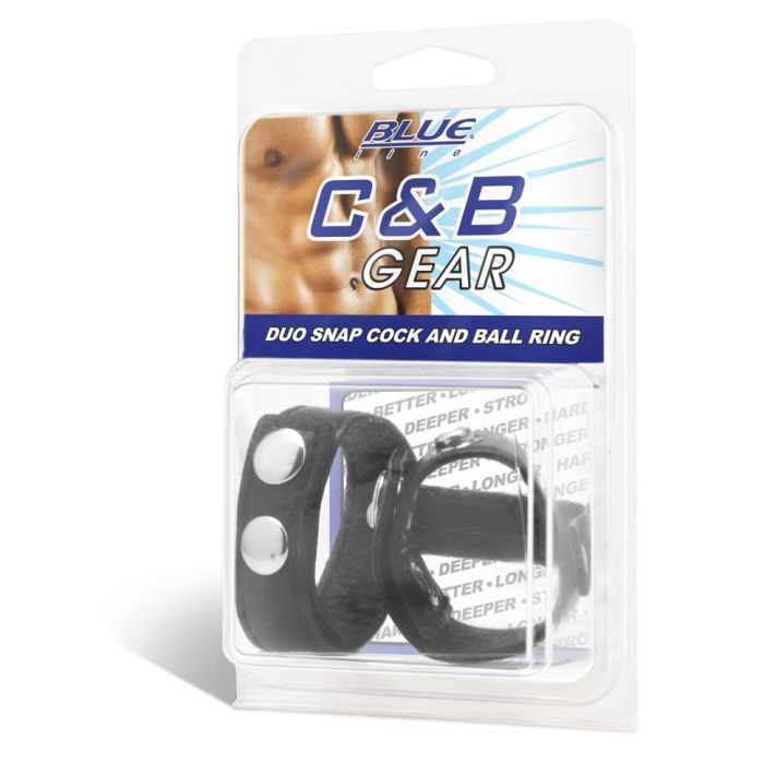 Blue Line Duo Snap Cock And Ball Ring - Black - My Store