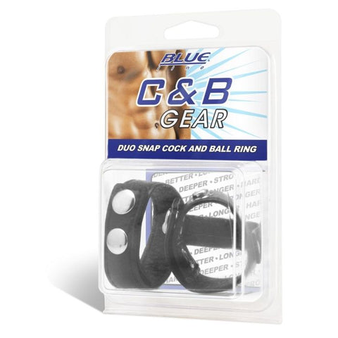 Blue Line Duo Snap Cock And Ball Ring - Black - My Store