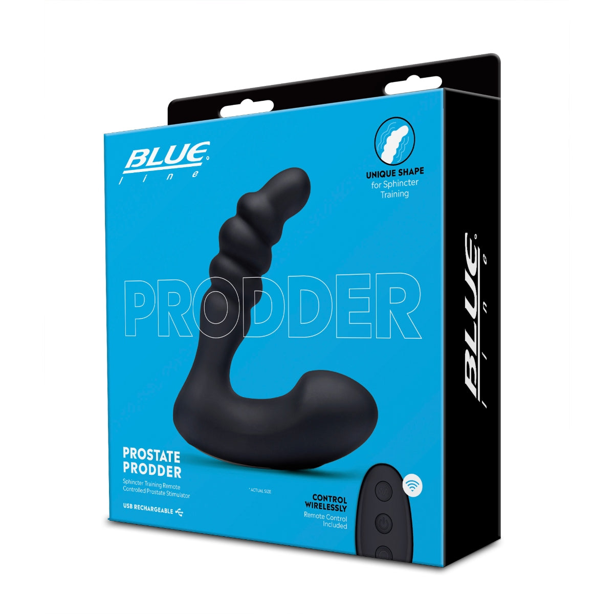 Blue Line Prodder Sphincter Training Remote Controlled Prostate Stimulator - Black - My Store