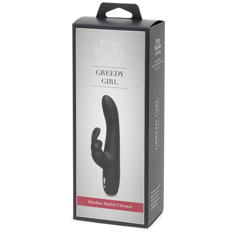 Fifty Shades of Grey Greedy Girl Rechargeable Slimline Rabbit Vibrator - Black - My Store