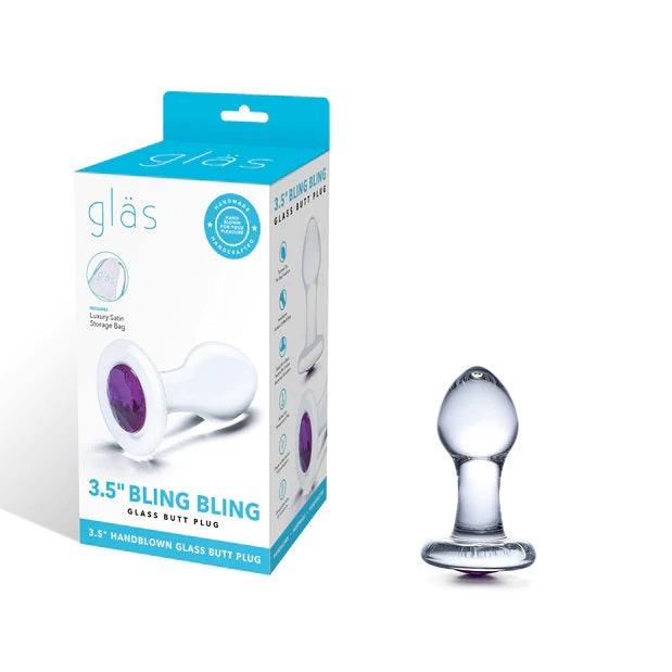 Glas 3.5inch Bling Bling Glass Butt Plug - Clear - My Store