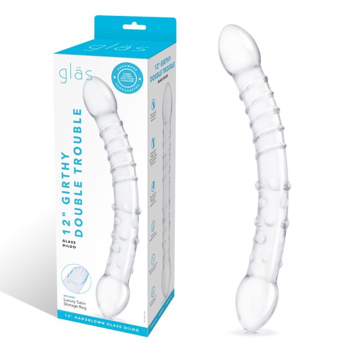 Glas 12inch Girthy Double Trouble Glass Dildo - Clear - My Store