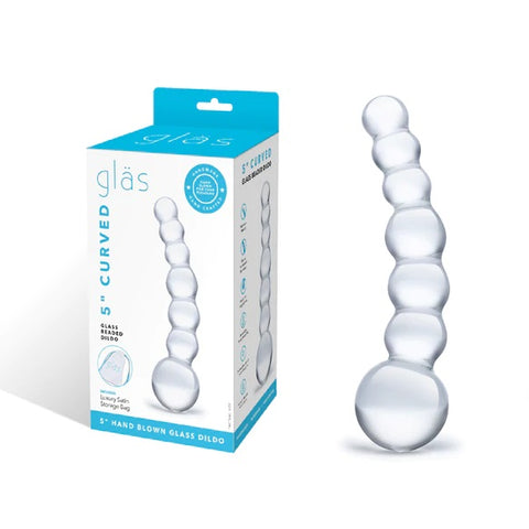 Glas 5inch Curved Glass Beaded Dildo - Clear - My Store