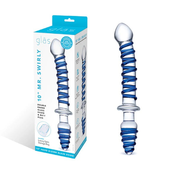Glas 10inch Mr Swirly Double Ended Dildo And Butt Plug - Clear - My Store