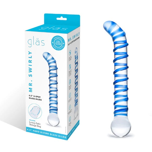 Glas 6.5inch Mr Swirly G Spot Glass Dildo - Clear - My Store