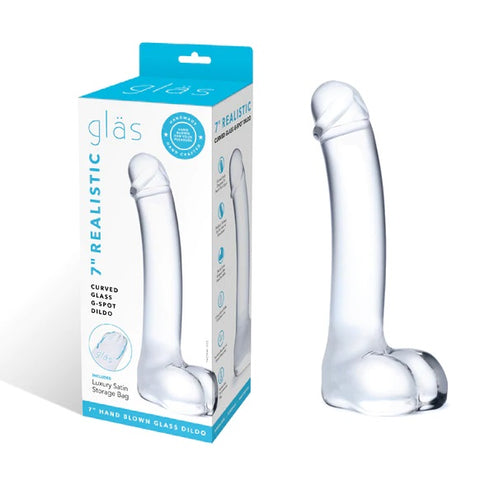 Glas 7inch Realistic Curved Dildo - Clear - My Store