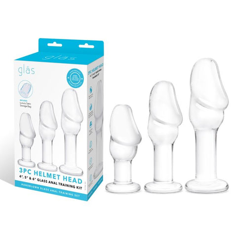 Glas 3PC Helmet Head Anal Training Kit - Clear - My Store