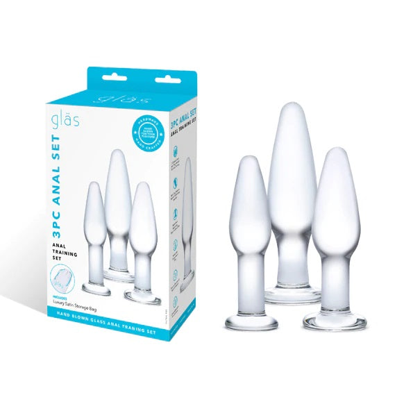 Glas Anal Training Butt Plug Set - Clear - My Store