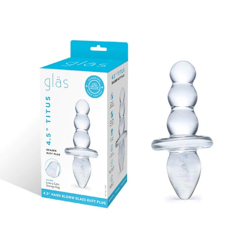Glas 4.5inch Titus Beaded Dildo - Clear - My Store