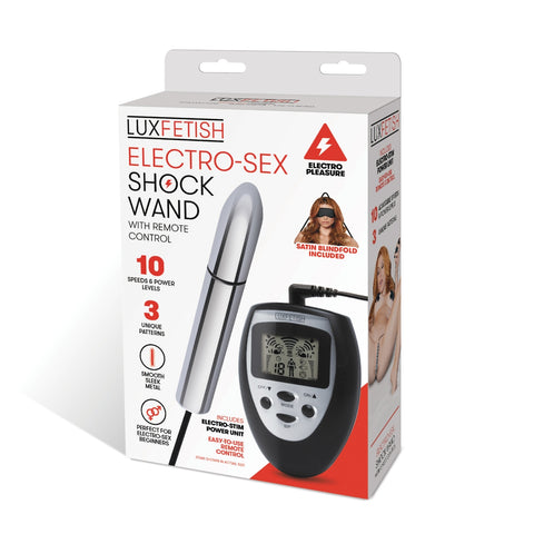 Lux Fetish Electro Sex Shock Wand With Remote Control - Black/Silver - My Store