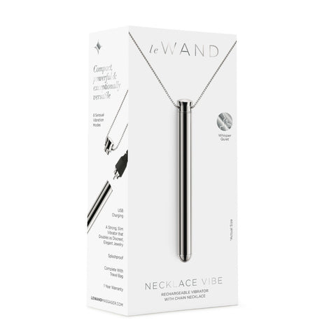 LE Wand Rechargeable Vibrator with Chain Necklace - Silver - My Store