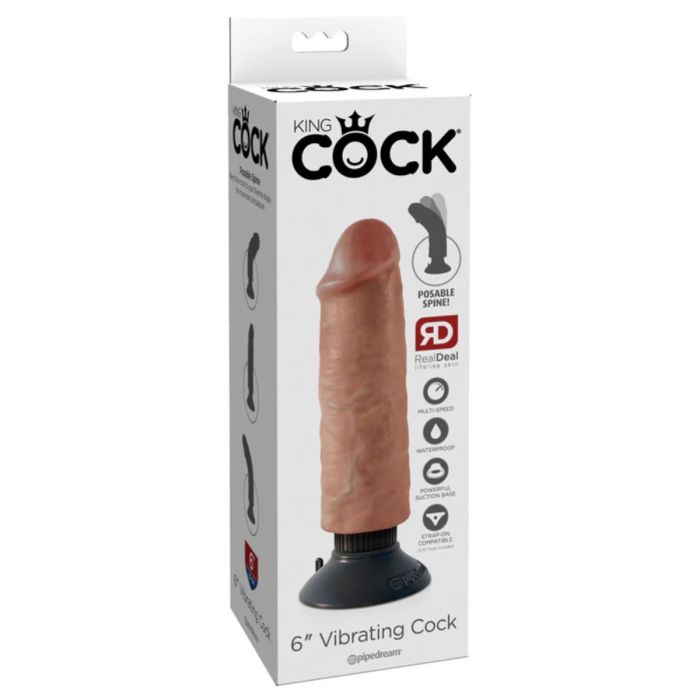 King Cock 6Inch Vibrating Cock - Tan - My Store