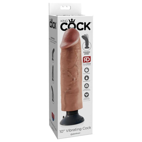 King Cock 10Inch Vibrating Cock - Tan - My Store