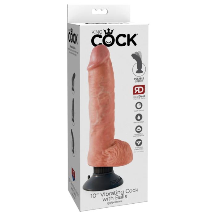 King Cock 10Inch Vibrating Cock with Balls - Light - My Store
