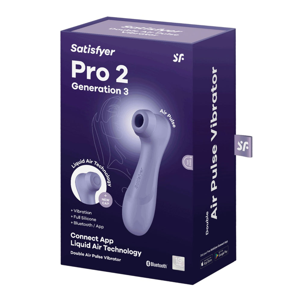 Complete packaging of Satisfyer Pro 2 Generation 3 with accessories and box design