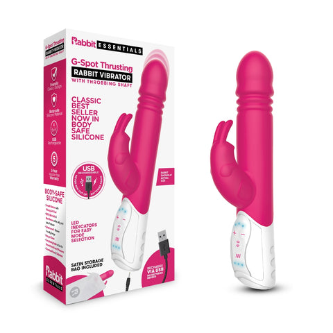 Rabbit Essentials RR Rechargeable G Spot Thrusting Rabbit Vibrator - Hot Pink - My Store