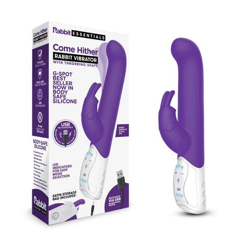 Rabbit Essentials RR Rechargeable Come Hither G Spot Rabbit Vibrator - Purple - My Store