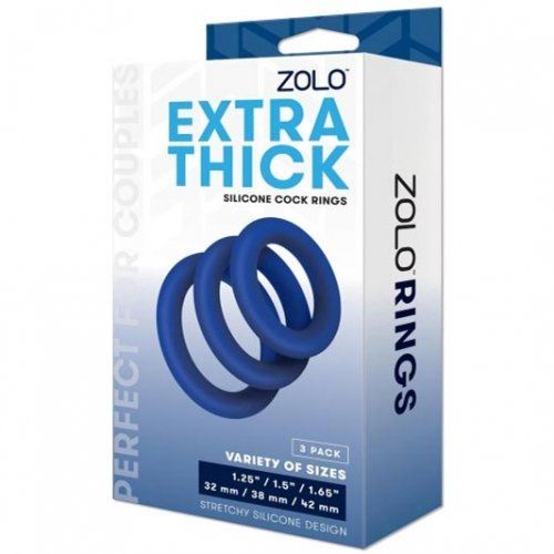 Zolo Extra Thick Silicone Cock Ring 3 Pack - Blue - My Store